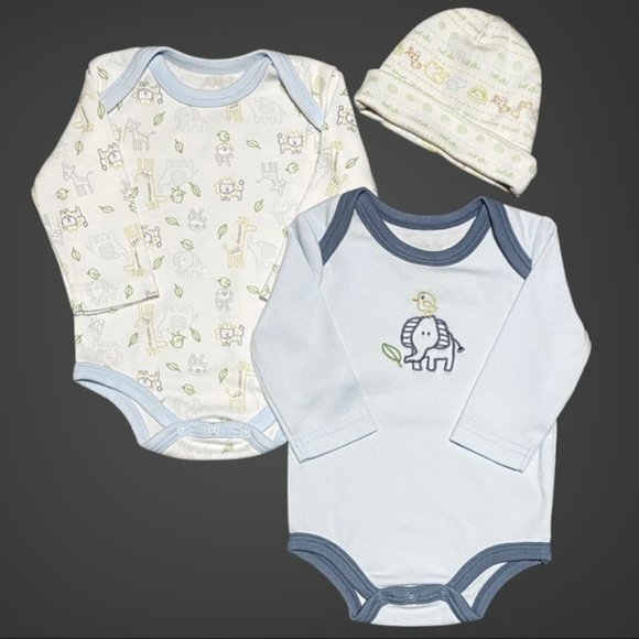 Kidgets Safari Long-Sleeve Onesie 2 pack & Gerber Hat - Picture 16 of 16